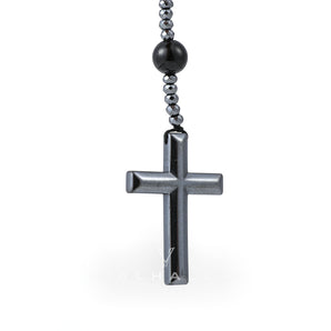 80 CM Cross Stone Bead Necklace Stainless Steel