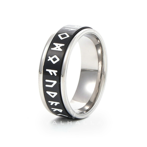 Runes Stainless Steel Spinner Ring