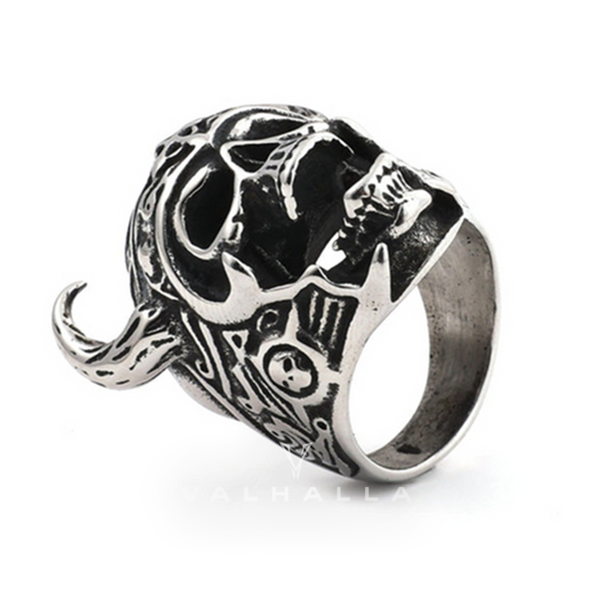 Nordic God of War Viking Warrior Skull Ring Stainless Steel