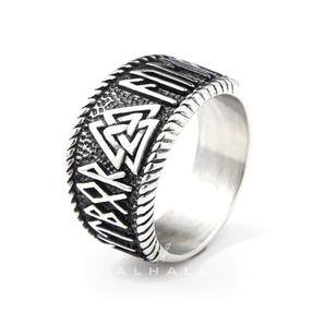 ODIN Runes Valknut Stainless Steel Viking Ring