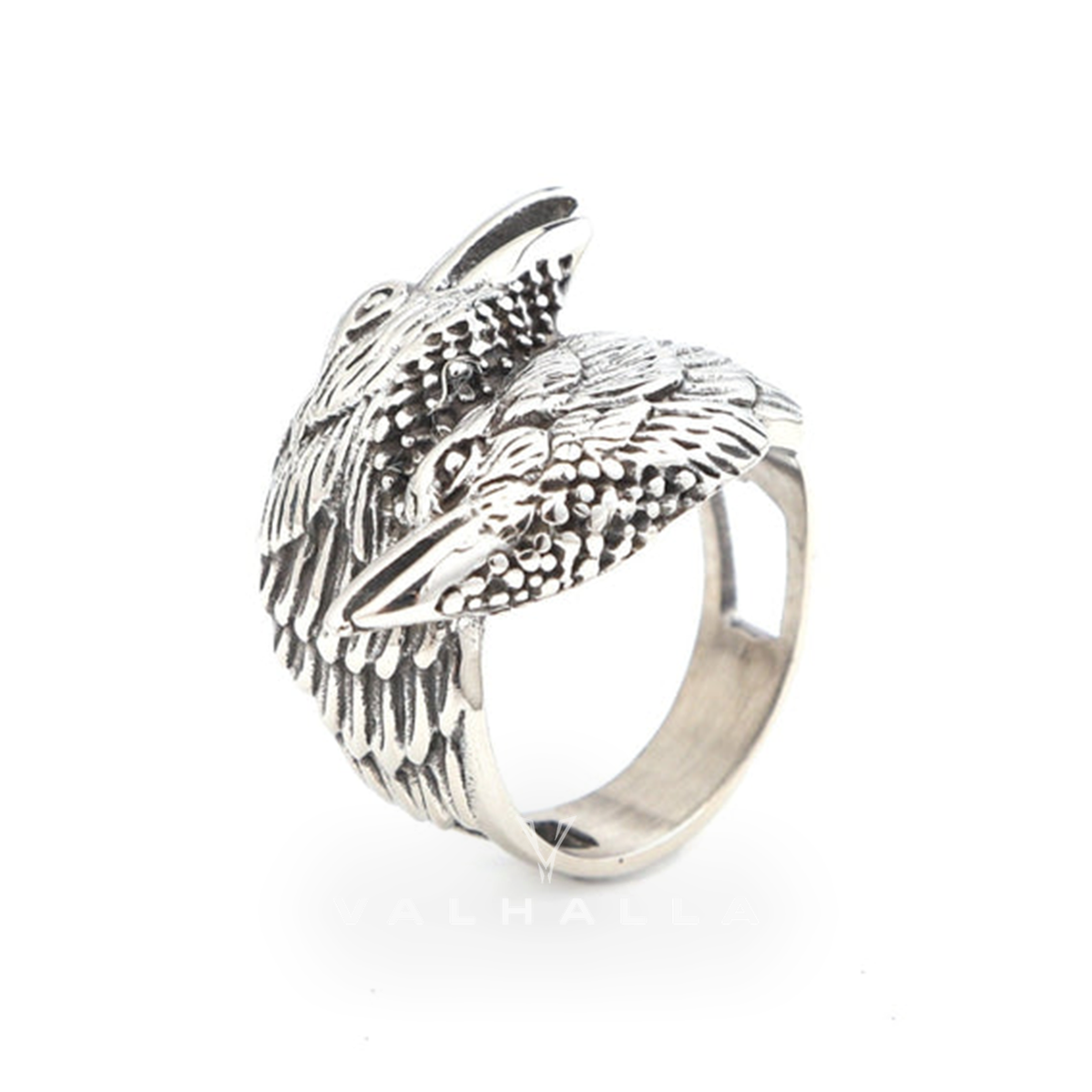 Handcrafted Stainless Steel Twin Raven Ring