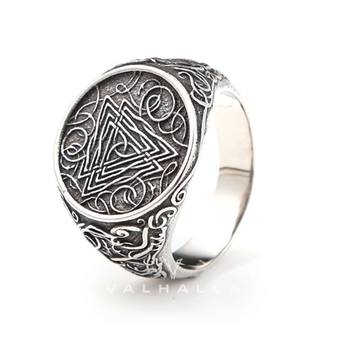 Urnes Valknut Stainless Steel Viking Ring