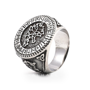 Fenrir Wolf Amulet Signet Viking Ring Stainless Steel