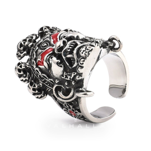 Buddha God of Wealth Stainless Steel Skull Ring