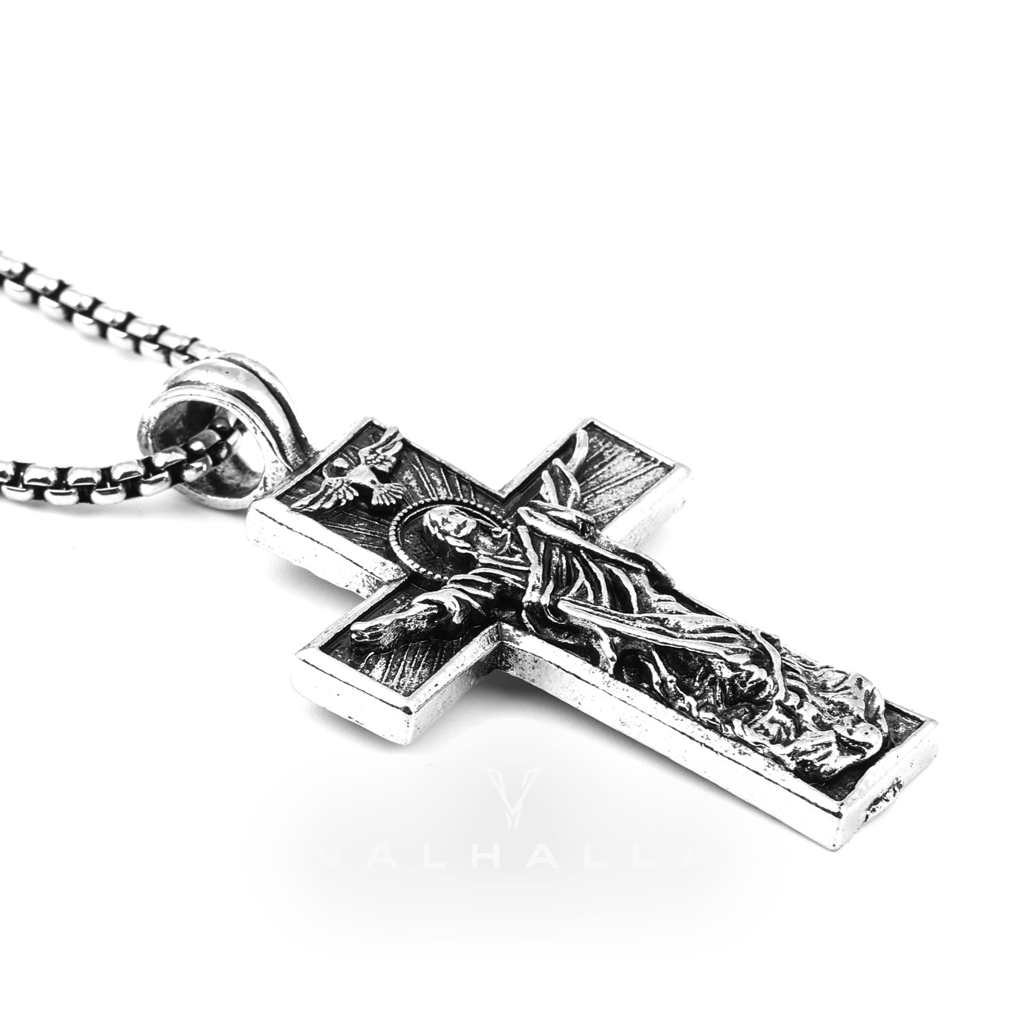 Resurrected Jesus Pure Tin Cross Necklace