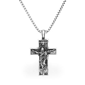 Resurrected Jesus Pure Tin Cross Necklace