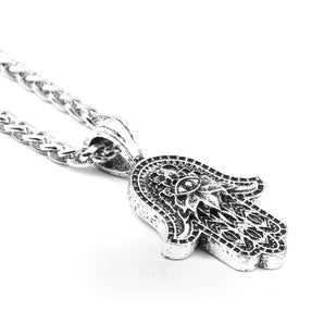 Hamsa Hand Evil Eye Pure Tin Necklace