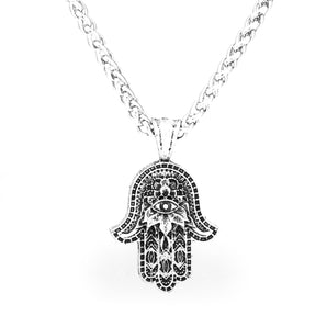 Hamsa Hand Evil Eye Pure Tin Necklace