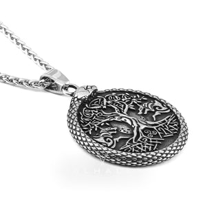 Yggdrasil Ouroboros Stainless Steel Pendant & Chain