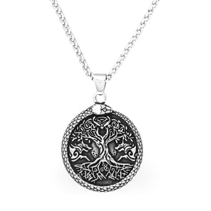 Yggdrasil Ouroboros Stainless Steel Pendant & Chain