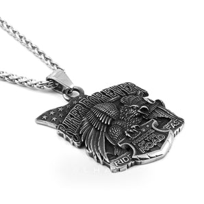 Eagle Shield Biker Forever Stainless Steel Pendant & Chain