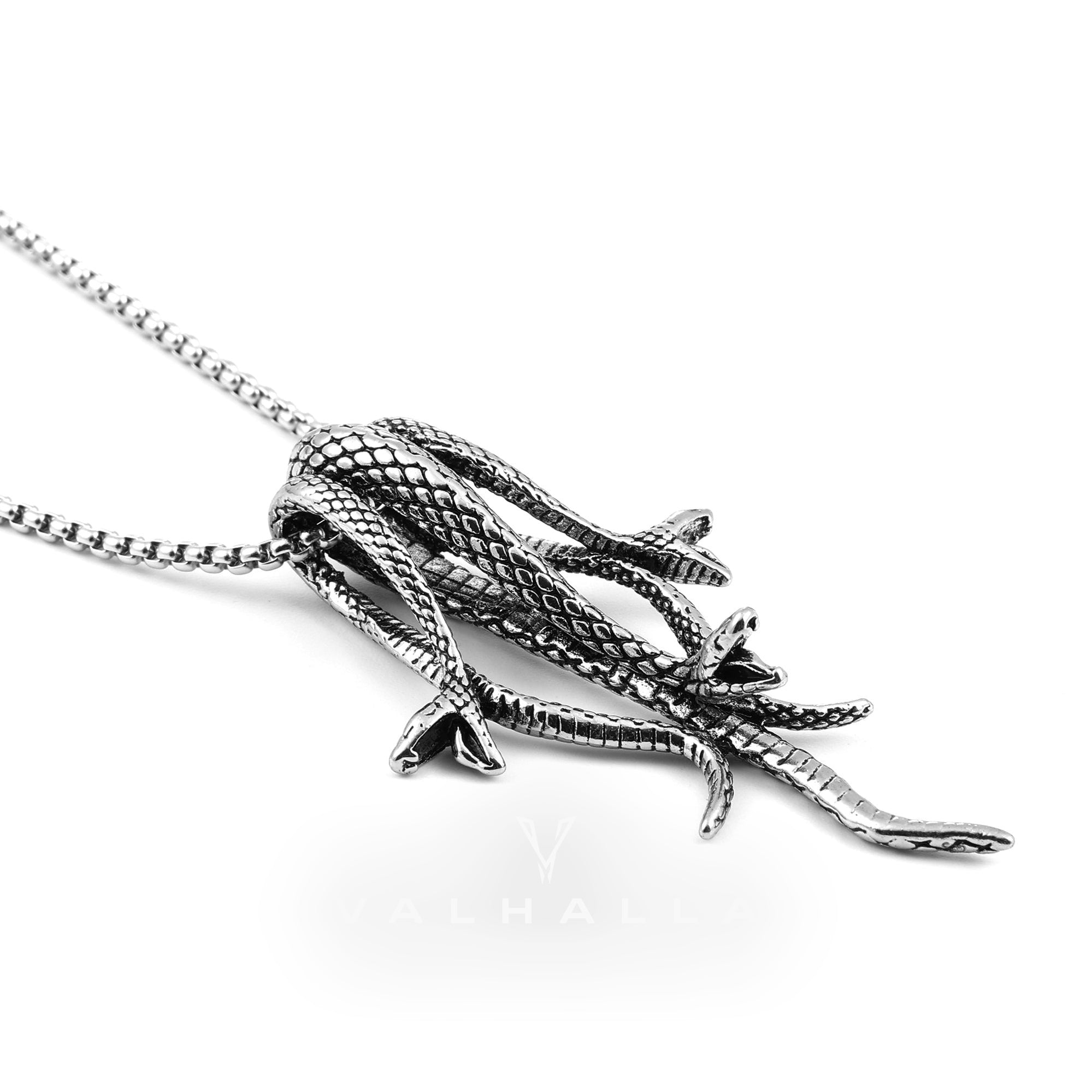 Three Snakes Stainless Steel Pendant & Chain