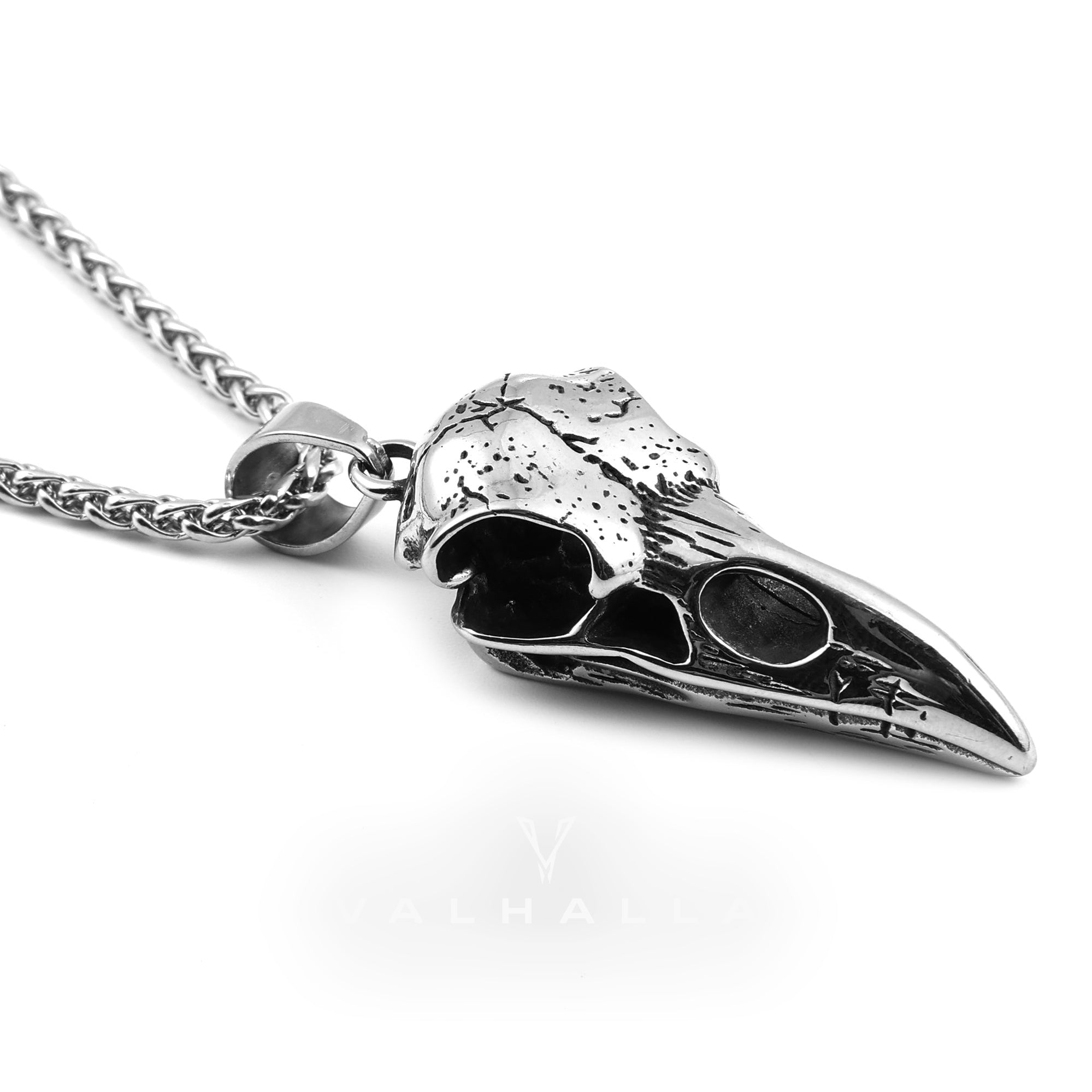 Raven Skull Stainless Steel Viking Pendant & Chain