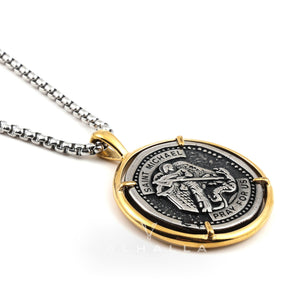 Archangel Saint Michael Stainless Steel Coin Necklace