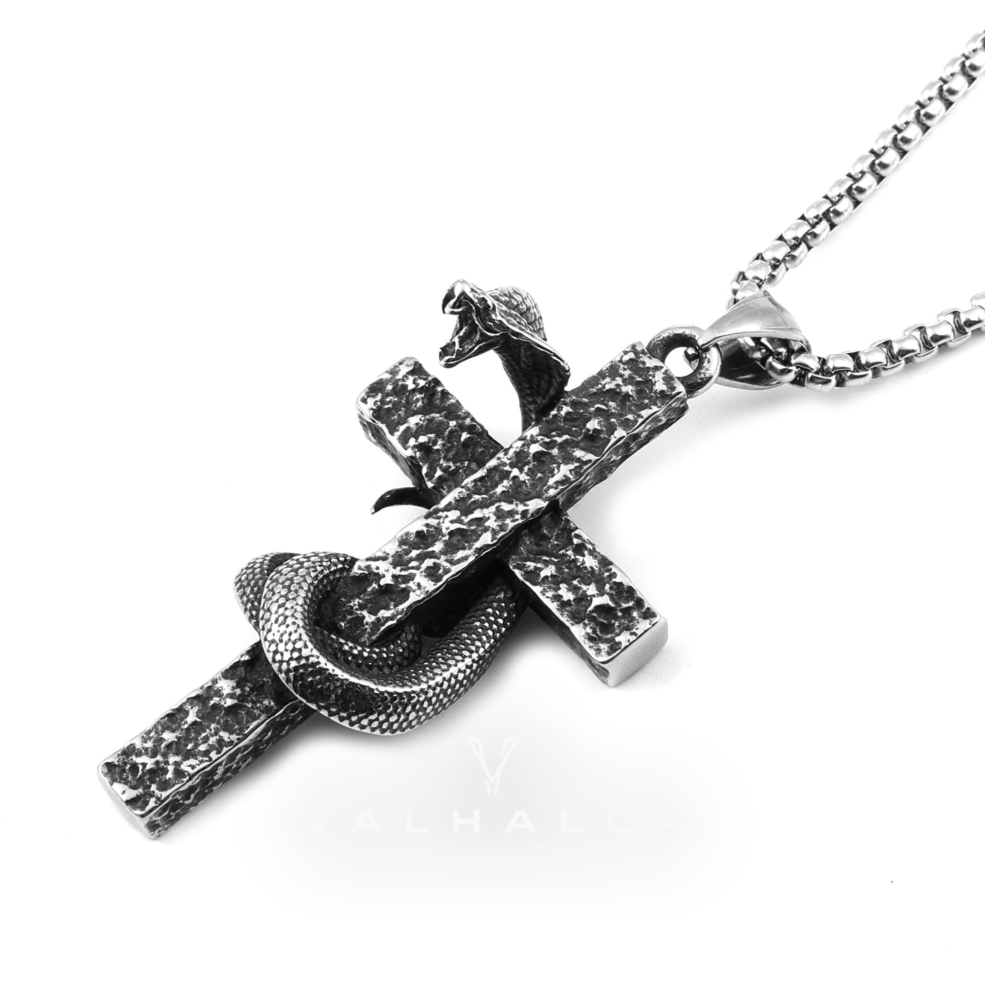 Vintage Celtic Dragon Stainless Steel Cross Pendant & Chain