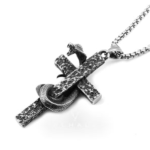 Vintage Celtic Dragon Stainless Steel Cross Pendant & Chain