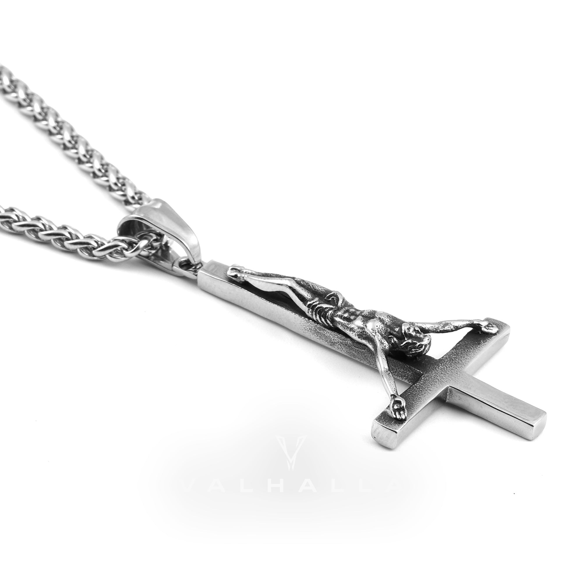 Cross of Saint Peter Stainless Steel Pendant & Chain