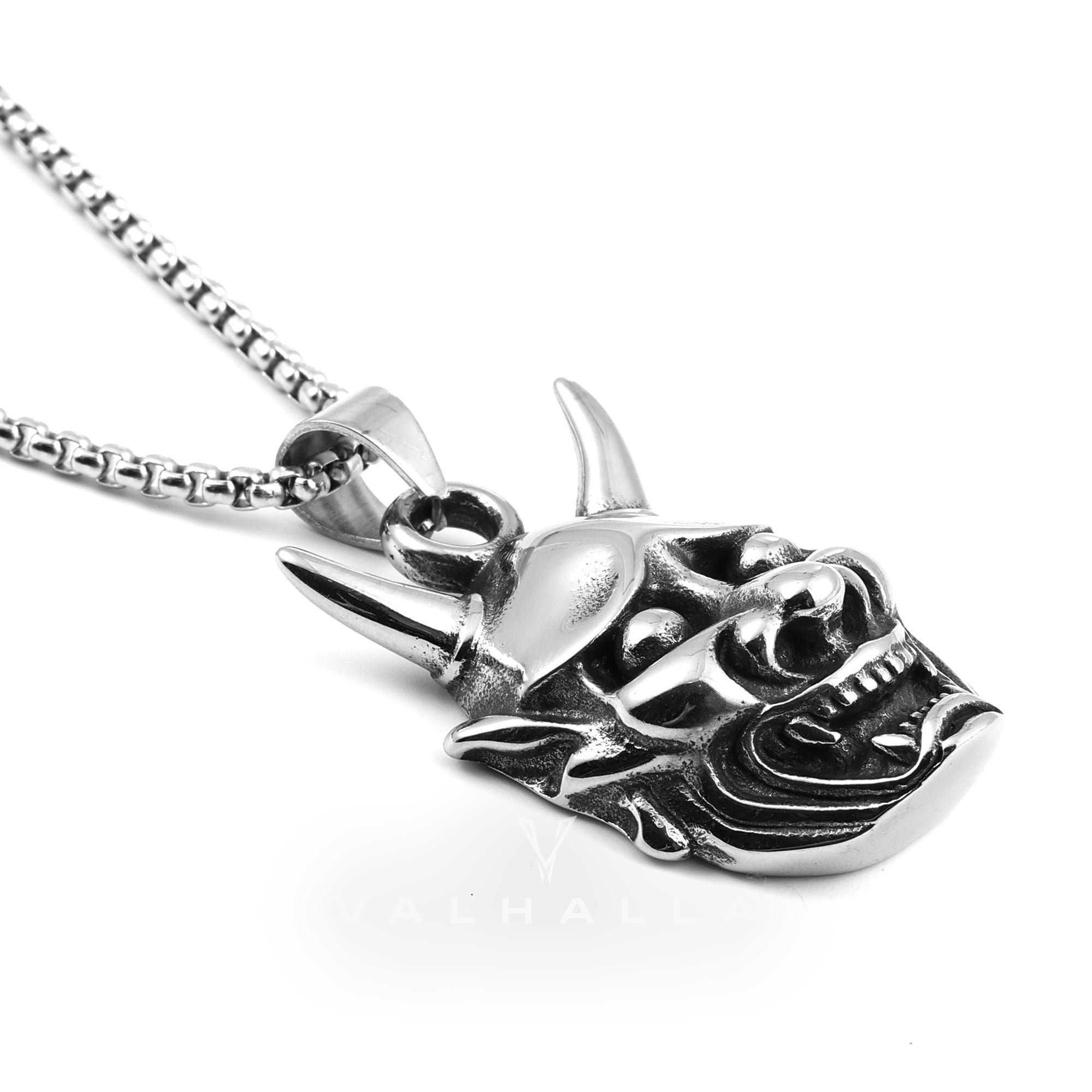 Demon Oni Skull Pendant & Chain Stainless Steel