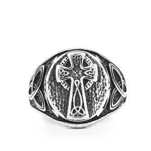 Celtic Cross Knot Stainless Steel Ring