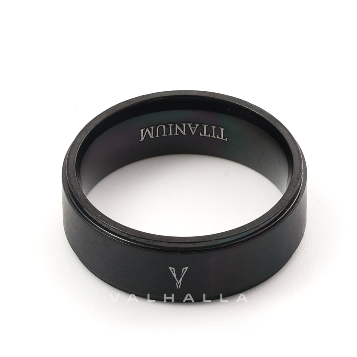 8mm Black Brushed Titanium Band Ring Stainless Steel