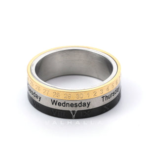 Calendar Stainless Steel Spinner Ring