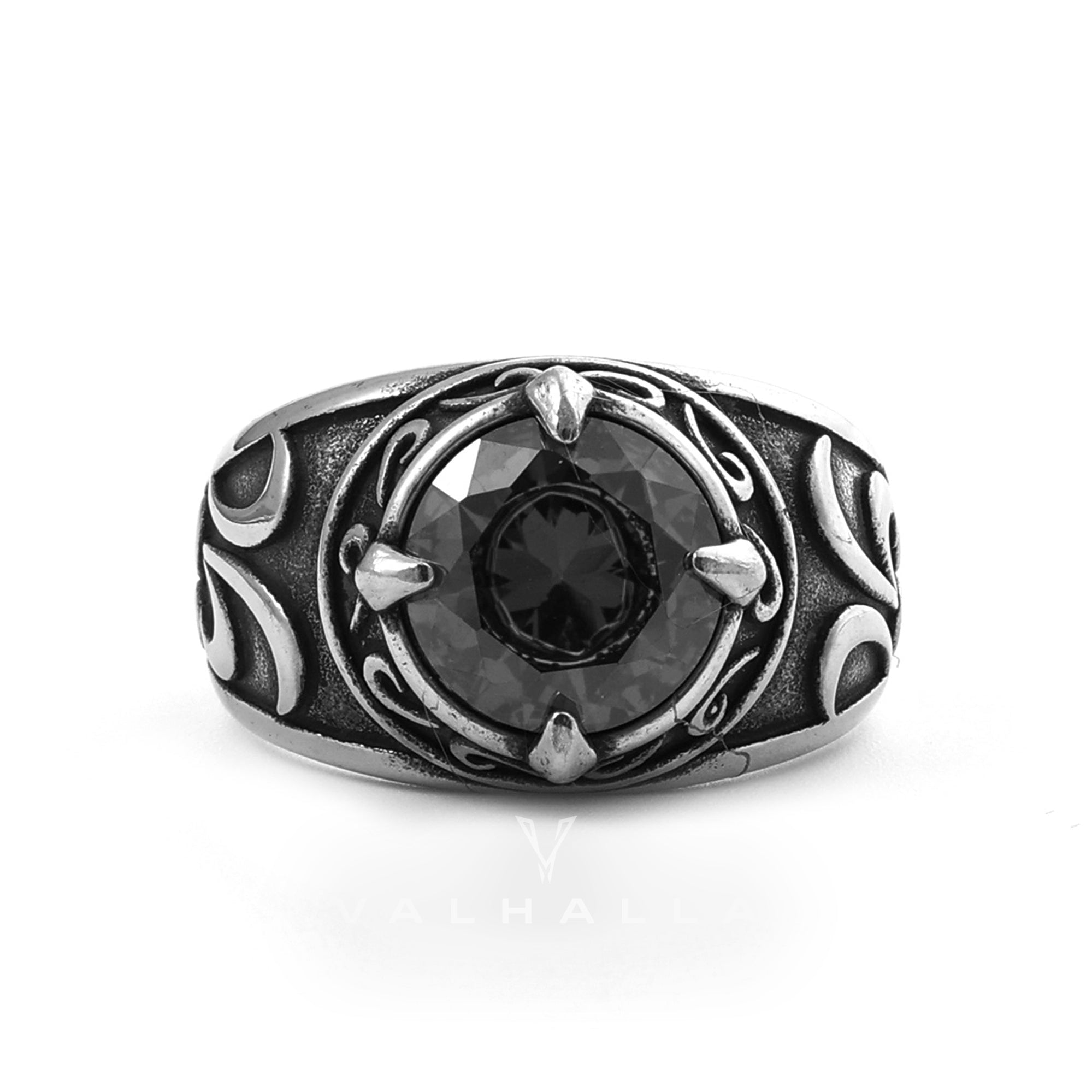 Handcrafted Stainless Steel Celtic Signet Ring With Central Stone