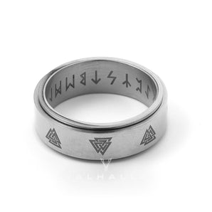 Valknut Runes Stainless Steel Spinner Ring