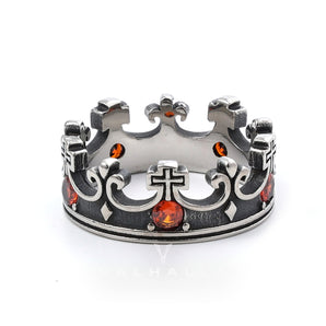 Gothic Roman Gemstone Crown Stainless Steel Ring