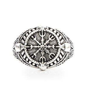 Vintage Helm of Awe Symbol Skull Ring