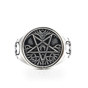 Pentagram Tree of Life Stainless Steel Viking Ring