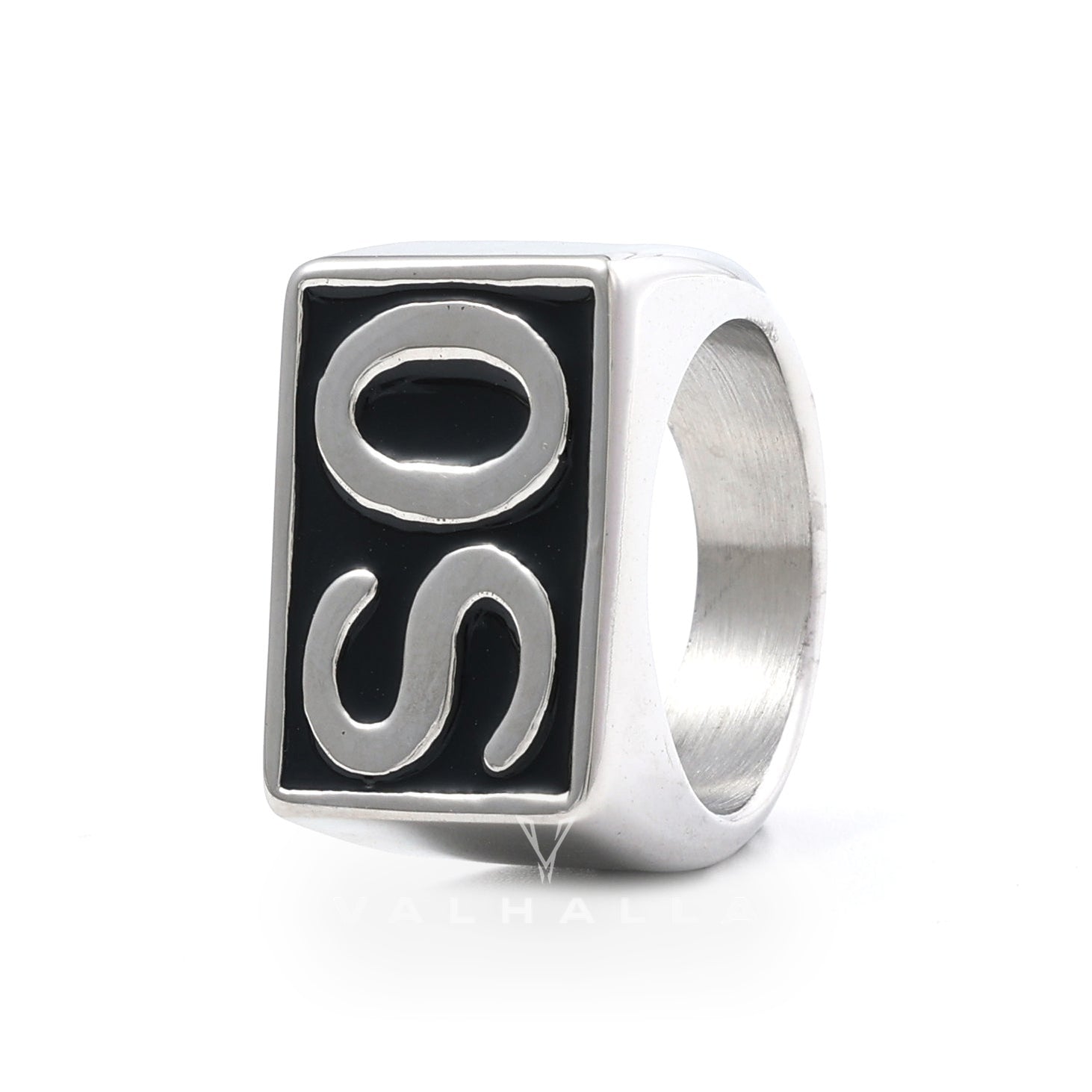 Custom Double Letter Initial Stainless Steel Ring