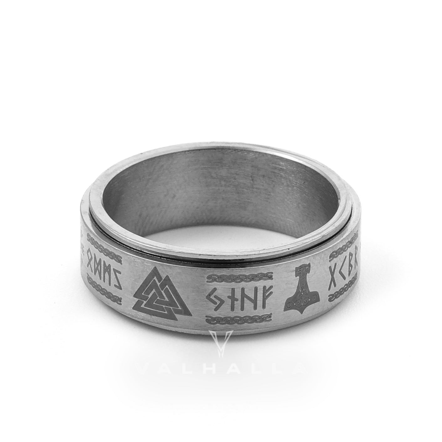 Viking Symbol Stainless Steel Spinner Ring