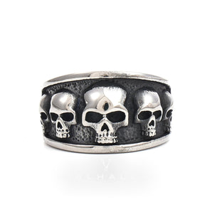 Five Skulls Stainless Steel Ring