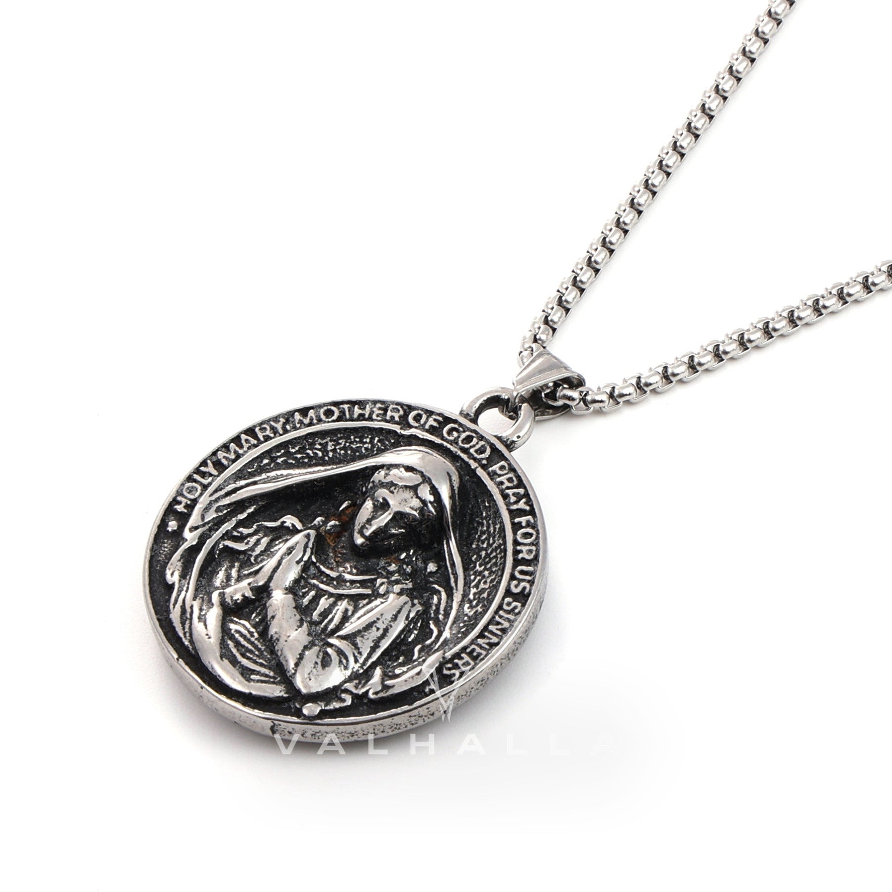 The Virgin in Prayer Pure Tin Necklace Stainless Steel