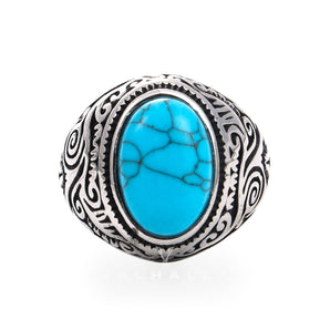 Vintage Pattern Gem Stainless Steel Ring