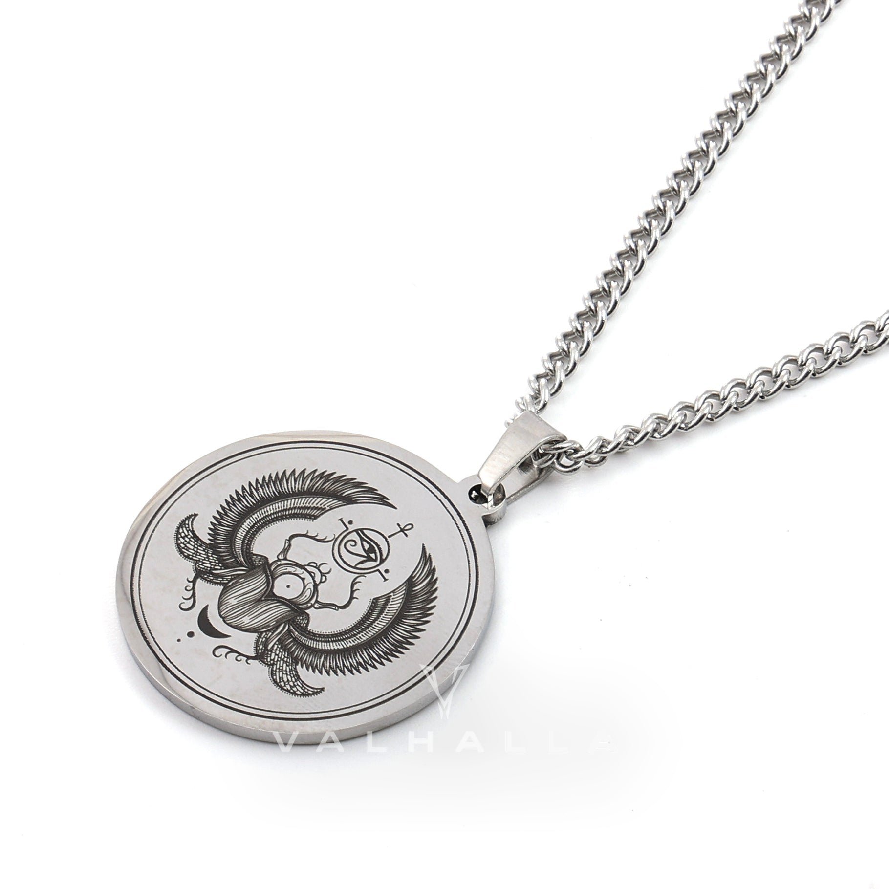 Egyptian Scarab Eye of Horus Stainless Steel Necklace