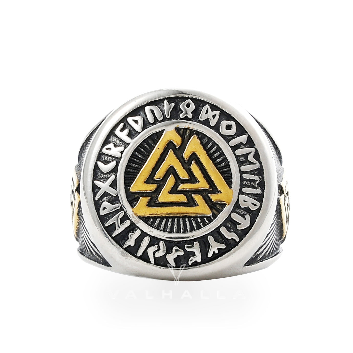 Links Rune Triangle Runes Valknut Triangle Stainless Steel Viking Ring – Valhalla Fallen