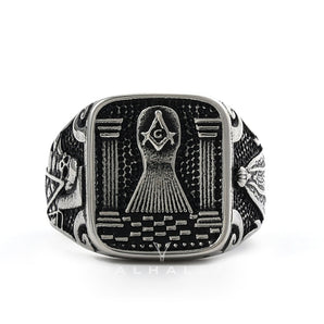 Vintage Masonic Stainless Steel Men's Ring