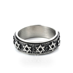 Vintage Hexagram Stainless Steel Spinner Ring