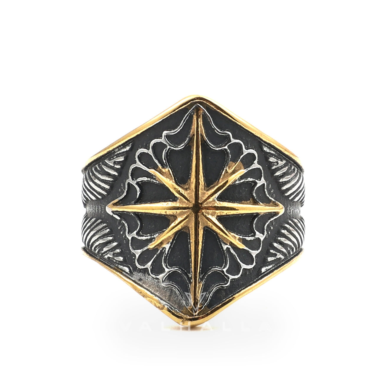 8 Point Star Stainless Steel Ring