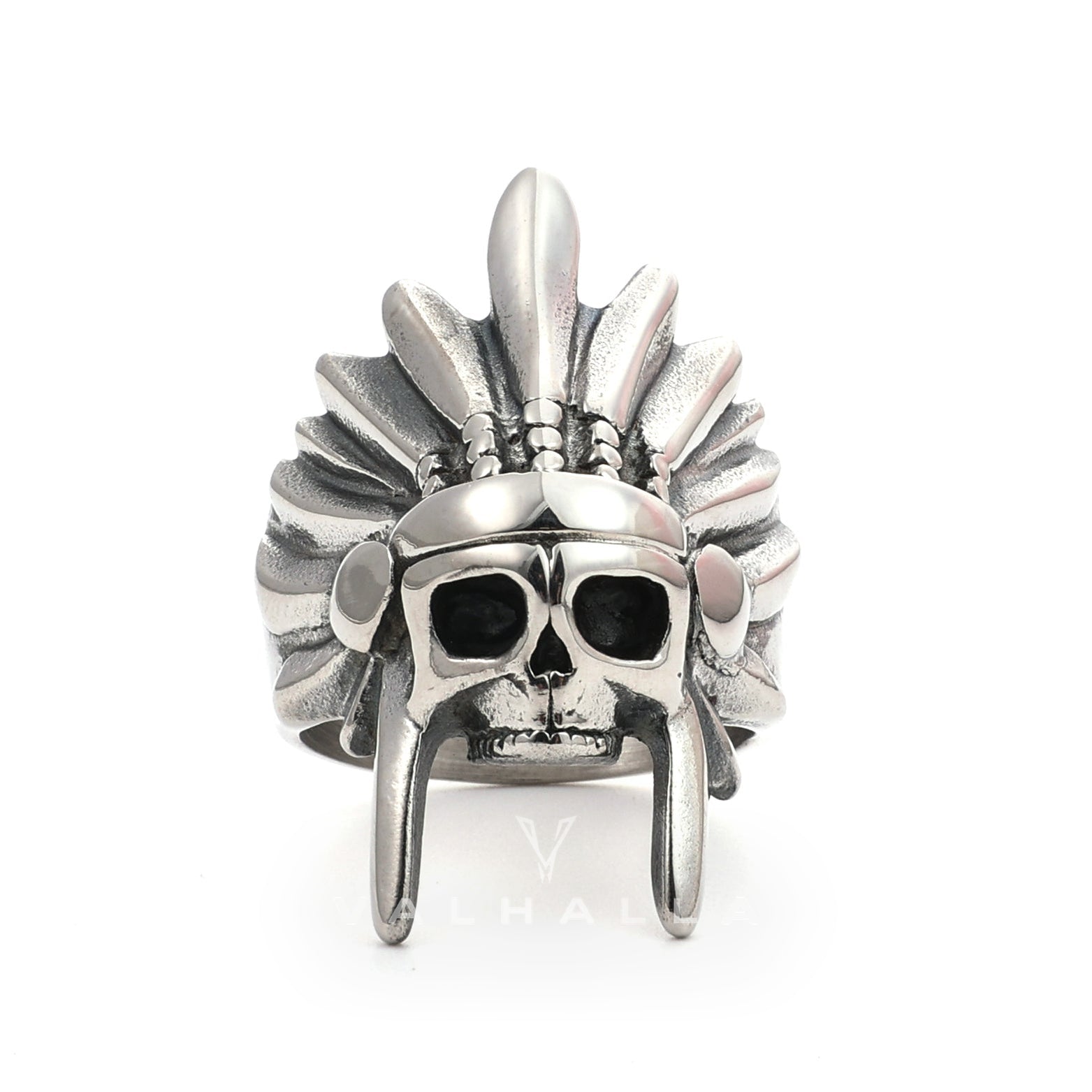 Tribal Chief Stainless Steel Skull Ring