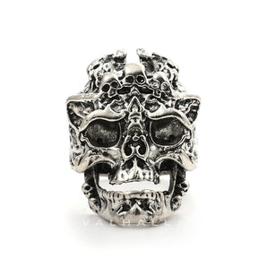 Double Dragon Skull Ring