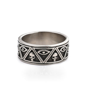 All-Seeing Eye Stainless Steel Skull Ring