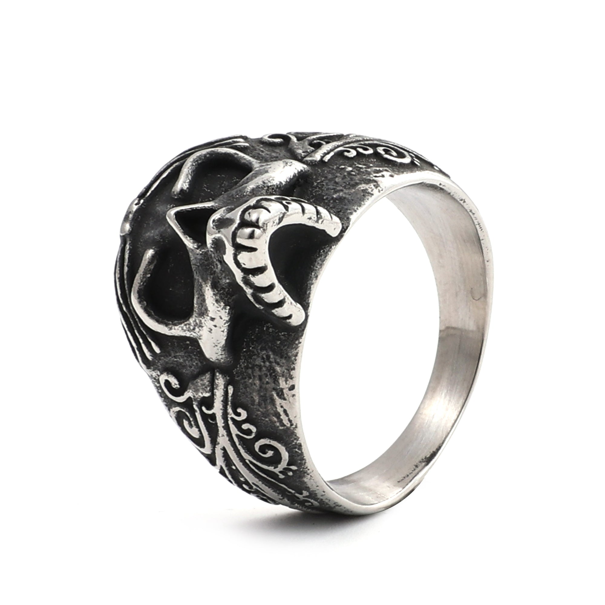 Vintage Goth Stainless Steel Skull Ring