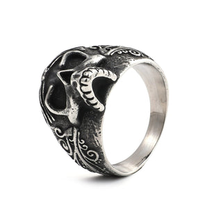 Vintage Goth Stainless Steel Skull Ring