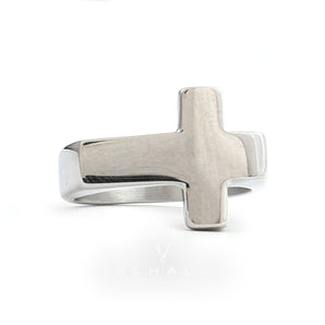 Classic Sideways Cross Stainless Steel Ring