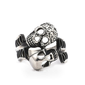 Double Skulls Stainless Steel Ring