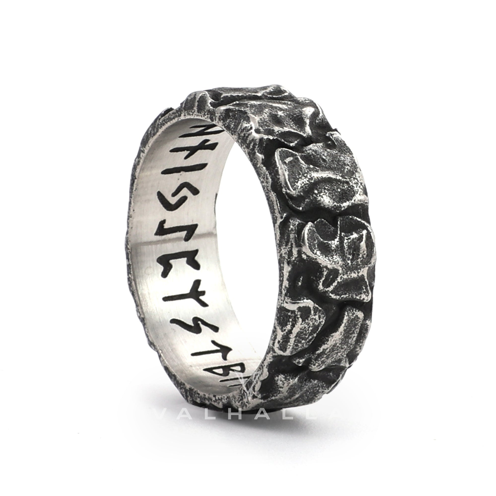 Stone Runes Rings Stone Runes Stainless Steel Viking Ring – Valhalla Fallen