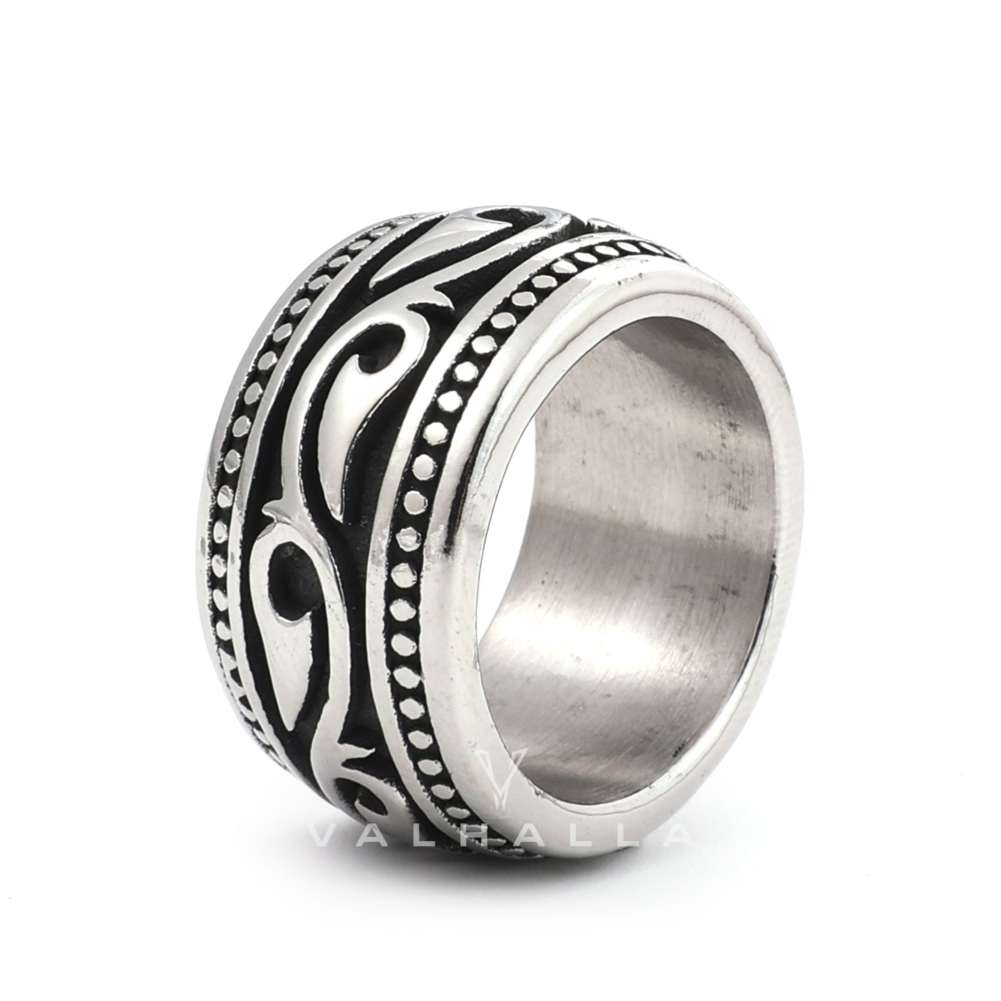 Curling Grass Pattern Stainless Steel Ring