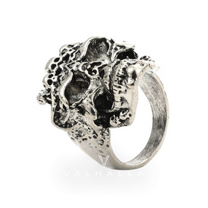 Double Dragon Skull Ring